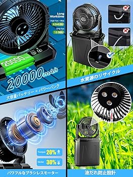 クレコト様　　 ポータブル　ミストファン 9L 充電式 Amazon | Hellsehen 9Lの水タンクと20000mAhの充電式バッテリー